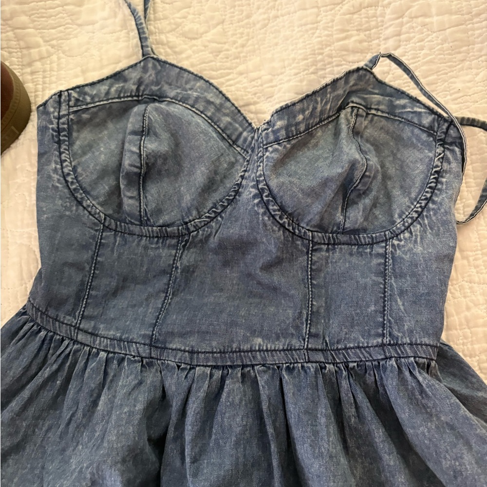 Denim Blue Dress with Spaghetti Straps